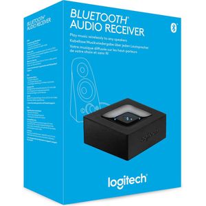 Logitech Draadloze Bluetooth Audio Ontvanger, Bluetooth Adapter voor PC/Mac/Smartphone/Tablet/AV Receiver, 3.5mm Audio en RCA Output naar Speakers, One-Push Pairing Knop - Zwart/Blauw