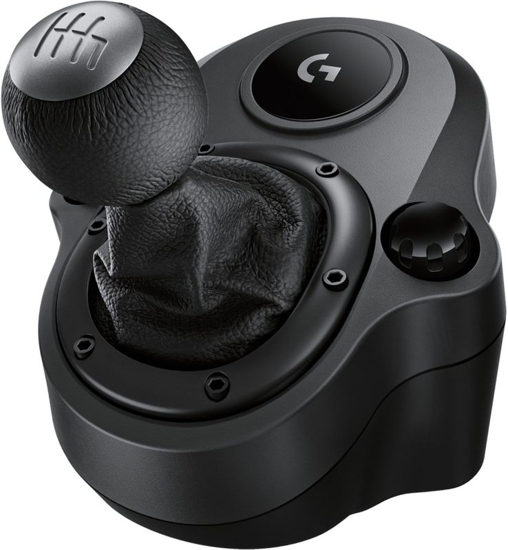 Logitech G Driving Force Schalthebel, 6 Gänge mit H-Schema, Schaltknauf aus Echtleder & Stahl, Integrierte Befestigungsklammern, Kompatibel mit Driving Force Rennlenkrädern G29, G920 & G923 - Schwarz