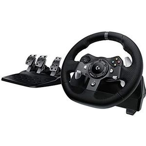 Logitech G 920 Driving Force Gaming Tweemotorig racestuur Force Feedback 900° verstelbare pedalen van roestvrij staal voor Xbox Series X|S, Xbox One/PC/Mac Britse stekker - zwart