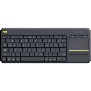 Logitech K400 Plus Kabellose Touch-TV-Tastatur mit integriertem Touchpad, HTPC-Tastatur für mit dem Fernseher verbundene PCs, Windows, Android, Chrome OS, Laptop, Deutsches QWERTZ-Layout - Schwarz