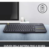 Logitech K400 Plus Tv toetsenbord RF Draadloos QWERTY Italiaans Zwart