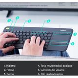 Logitech K400 Plus Tv toetsenbord RF Draadloos QWERTY Italiaans Zwart