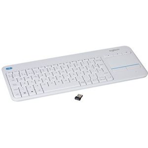 Logitech K400 Plus Wireless Touch TV-Toetsenbord met Eenvoudige Mediabediening en Ingebouwd Touchpad, Spaans QWERTY indeling - Wit