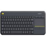 Logitech K400 Plus Draadloos Touch TV-toetsenbord met mediabediening en touchpad, Scandinavisch QWERTY-pan-toetsenbord, zwart