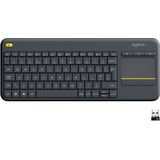 Logitech K400 Plus - Draadloos Toetsenbord - Duits - Zwart - Geïntegreerd Touchpad