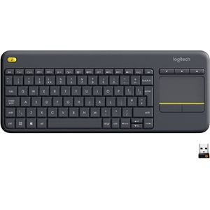 Logitech K400 Plus - Draadloos Toetsenbord - Duits - Zwart - Geïntegreerd Touchpad
