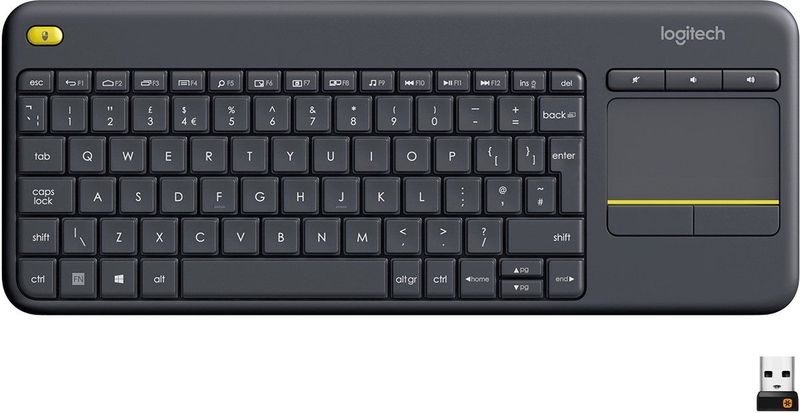 Logitech K400 Plus - Draadloos Toetsenbord - Duits - Zwart - Geïntegreerd Touchpad