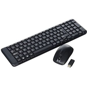 Logitech MK220 Compacte, Draadloze Toetsenbord- en Muiscombinatie voor Windows, UK Engels QWERTY indeling - Zwart