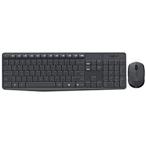 Logitech MK235 RF Draadloos QWERTZ Zwitserse toetsenborden, zwart - standaard toetsenbord, draadloos, RF draadloos, QWERTZ, zwart, muis inbegrepen)