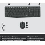 Logitech MK235 toetsenbord Inclusief muis USB QWERTY Italiaans Grijs