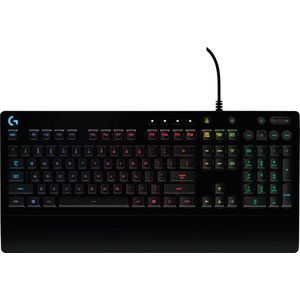 Logitech G 213 Prodigy Gaming-toetsenbord, RGB-verlichting, programmeerbare G-toetsen, multi-media-bedieningselementen, geïntegreerde polssteun, spatwaterdicht, Spaanse QWERTY-lay-out - zwart