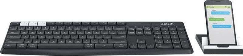 Logitech K375s Multi-Device Wireless Keyboard and Stand Combo toetsenbord RF-draadloos + Bluetooth QWERTZ Duits Grafiet, Wit
