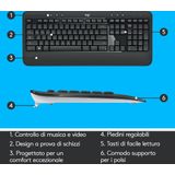 Logitech Advanced MK540 toetsenbord Inclusief muis USB QWERTY Italiaans Zwart, Wit