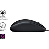 Logitech B110 Silent - Muis - Zwart - Kabel - Ambidextrous