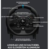 Einzeln Logitech G923 TRUEFORCE Gaming Rennlenkrad mit Pedalen, Kraftrückkopplung bis 1000 Hz, reaktionsschnelles Fahren, Doppelkupplungssystem, Echtleder Lenkrad, für PS5, PS4, PC, Mac - Schwarz