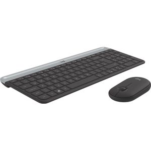 Logitech MK470 draadloze toetsenbord muis set in slank design (plat, compact profiel, ultra-stille werking, Duitse QWERTZ-lay-out) grafiet
