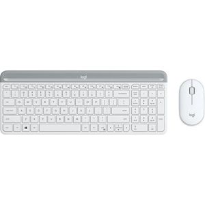 Logitech MK470 draadloos toetsenbord en muis, voor Windows, 2,4 GHz, met verenigende USB-ontvanger, ultradun, discreet, duurzame batterij, optische muis, Frans AZERTY-toetsenbord - wit