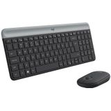 Logitech MK470 Slim Combo Kabelloses Tastatur-Maus-Set, 2.4 GHz Verbindung via Nano-USB-Empfänger, 10m Reichweite, 18-Monate Batterielaufzeit, PC/Laptop, Niederländisches QWERTY-Layout - Graphit
