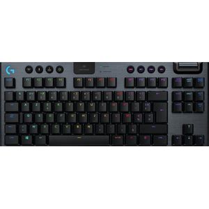 Logitech G915 TKL Tenkeyless Lightspeed mechanisch gamingtoetsenbord, ultradunne tactiele GL-schakelaar, RGB Lightsync, elegant en slank ontwerp, 40 uur speeltijd, Frans AZERTY-toetsenbord - zwart