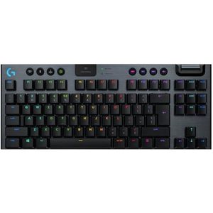 Logitech G915 TKL Mechanisch toetsenbord zonder numeriek toetsenbord RGB met draadloze technologie LIGHTSPEED voor gaming, Clicky, Low-Profile-schakelaar, RGB LIGHTSYNC, Spaans QWERTY - zwart