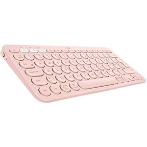 Logitech K380 Draadloos multi-toetsenbord, apparaat voor Windows/Apple iOS/Android/Chrom, Bluetooth, compact design, PC/Mac/Laptop/Smartphone/Tablet/Apple TV, Spaanse QWERTY-lay-out, roze