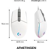 Logitech - G203 LIGHTSYNC - Gaming Mouse - Wit - 8000 DPI