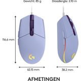 Logitech G203 LIGHTSYNC Gaming Muis RGB verlichting Lila