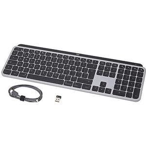 Logitech MX Keys geavanceerd draadloos verlicht toetsenbord voor Mac, touchscreen, responsief typen, backlighting, Bluetooth, USB-C, Apple MacOS, Metal Build - Space Grey