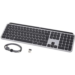 Logitech MX Keys voor Mac draadloos verlicht toetsenbord met polssteun, led-knoppen, Bluetooth, USB-C, 10 dagen batterijlevensduur, metalen opbouw, Apple MacOS UK QWERTY lay-out grafiet