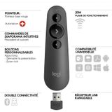 Logitech R500s Bluetooth- en USB-laserpresenter/presentatieklikker (klasse 1-laser) - universele compatibiliteit, bereik van 20 m, slimme batterij met levensduur van 12 maanden - Donkergrijs