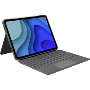 Logitech Folio Touch toetsenbord hoes voor iPad Pro 11 inch (modellen: A1980/A2013/A1934/A1979/A228/A2233) met touchpad en slimme connector, QWERTZ-toetsenbord Duits grijs
