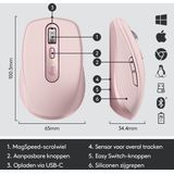 Logitech MX Anywhere 3 - Draadloze Muis - Compact - Rose