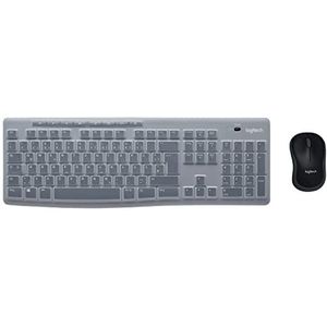 Logitech MK270 desktop voor het onderwijs met siliconenbescherming, draadloos toetsenbord en muis voor Windows, 2,4 GHz USB, compacte muis, 8 multimediatoetsen, pc, AZERTY France Layout - zwart