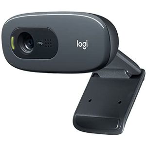 Logitech C270 HD webcam for Education, HD 720p/30fps, HD-videogesprekken op groot scherm, HD-lichtcorrectie, microfoon met ruisonderdrukking, voor Skype, FaceTime, Hangouts, WebEx, PC/Mac - Grijs