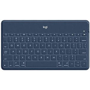 Logitech Keys To-Go superdun en superlicht Bluetooth-toetsenbord voor iPhone, iPad, Apple TV en alle iOS-apparaten, klassiek blauw