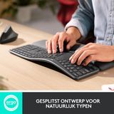 Logitech K860 ERGO Azerty - Draadloos Ergonomisch Toetsenbord met Polssteun