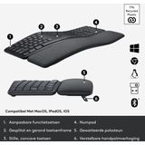 Logitech - ERGO K860 - Toetsenbord - Draadloos - Zwart