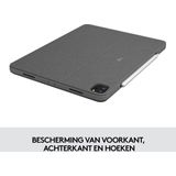 Logitech Combo Touch iPad Pro - Tablet toetsenbord AZERTY - 12.9 inch - Grijs
