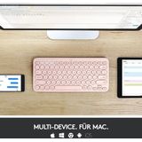 Logitech K380 Multi-Device Bluetooth Tastatur für Mac, Einfaches Umschalten zwischen bis zu 3 Geräten, Scissor-Tasten, 2 Jahre Batterie, macOS / iOS / iPadOS, Deutsches QWERTZ-Layout - Rosa