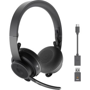Logitech Zone 900 draadloze over-ear Bluetooth-headset, met geavanceerde ruisonderdrukkende microfoon, sluit tot 6 draadloze apparaten aan, snelle toegang tot ANC en Bluetooth - Grijs