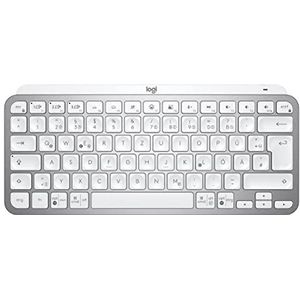 Logitech MX Keys Mini draadloos toetsenbord, compact, Bluetooth, achtergrondverlichting, USB-C, compatibel met Apple macOS, iOS, Windows, Linux, Android, metalen behuizing, lichtgrijs, QWERTZ