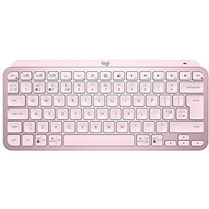LOGITECH MX Keys Mini-toetsenbord, minimalistisch, draadloos, achtergrondverlichting, compact, Bluetooth, USB C, compatibel met Apple MacOS, iOS, Windows, Linux, Android metaal, roze