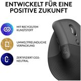 Logitech Lift Vertikale Ergonomische Maus, Kabellos, Bluetooth oder Logi Bolt USB-Empfänger, Leise Klicks, 4 Tasten, Kompatibel mit Windows/macOS/iPadOS, Laptop, PC - Grаphit