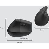 Logitech Lift - Verticale ergonomische muis - Linkshandig - Donkergrijs