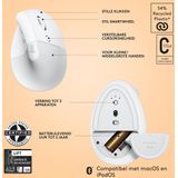 Logitech Lift for Mac Maus ergonomisch kabellos weiß