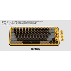 Logitech POP Keys Wireless Mechanical Keyboard With Emoji Keys toetsenbord Bluetooth QWERTZ Duits Zwart, Grijs, Geel