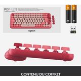 Logitech Pop Keys Draadloos Mechanisch Emoji Toetsenbord AZERTY Heartbreaker Rose