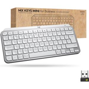 Logitech MX Keys Mini for Business - Toetsenbord - backlit - draadloos - Bluetooth LE - QWERTY - Internationaal Engels - lichtgrijs