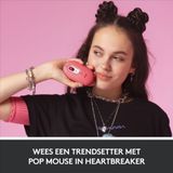 Logitech POP-muis, draadloze muis met emoji's, personaliseerbaar, SilentTouch-technologie, nauwkeurig scrollen, compact design, Bluetooth, USB, meerdere apparaten, compatibel met OS - Heartbreaker