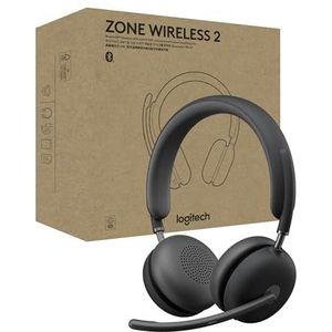 Logitech Zone Wireless 2 Premium ruisonderdrukkende headset met hybride ANC, Bluetooth, USB-C, USB-A, gecertificeerd voor Zoom, Google Meet, Google Voice, Fast Pair, grafiet